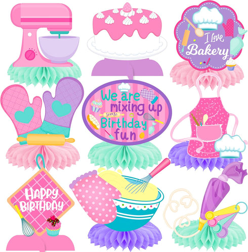 Baking Theme Honeycomb Centerpieces 12Pcs Little Bakers Birthday Party Decorations for I Love Baking Party