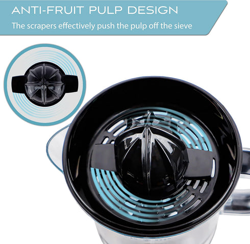 Electric Juicer for Max Juice Yield, Citrus Juicer with 2 Cones, 40W Automatic Lever Press Extractor