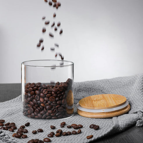 MOLFUJ 960 ML / 32 FL Oz Glass Storage Container - Stackable Clear Decorative Organizer Bottle with Wood Lid