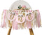 Agkvw Pink Golden Floral High Chair Banner - Rose 1st Birthday Highchair Banner,
