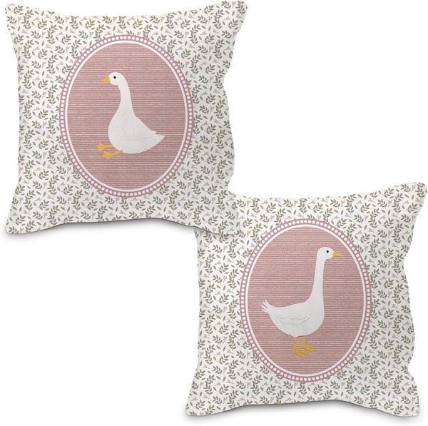 Goose Decor Pillow Covers 18x18, Baby Girl Nursery Decor, Vintage Floral Botanical