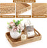 Hipiwe 11.8x7.9x1.8inch Rattan Serving Tray Hand Woven Tray with Handles Rattan Rectangular Basket Trays for Storage