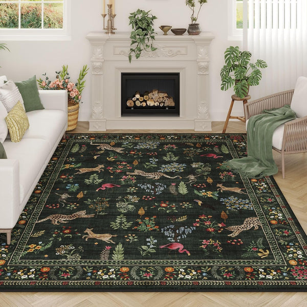 Rugcomf Living Room Rug 5x7 Rug Machine Washable Boho Area Rug Non