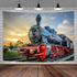Sunset 71X60 Inches DYNH Steam Train Tapestry, Old Engine Train on Railroad Track Tapestries,Natural Scenery Sunrise