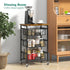 Kitchen Storage Cart with Wheels - 4-Tier Metal Utility Rolling Cart with Wood Top & Pull Out Baskets