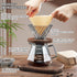 Mongdio 20 oz Pour Over Coffee Maker, High-Heat Borosilicate Glass, 100pcs V60 Filters, Walnut Handle, Gray