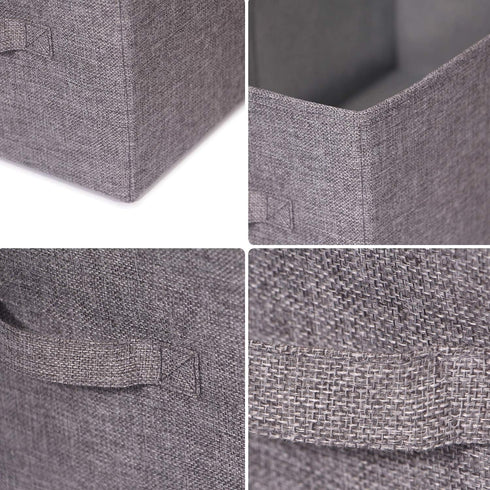 Set of 5 Gray Closet Organizer Bins with Handle, Fabric Foldable Storage Baskets for Home Office Clothes, Jumbo