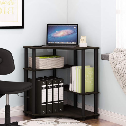 FURINNO Turn-N-Tube Space Saving Corner Desk, Espresso/Black