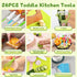 26PCS Set 4 Hilsoeet Kids Knives for Real Cooking, Wooden Kids Kitchen Knife Include Serrated Edges Plastic Toddler