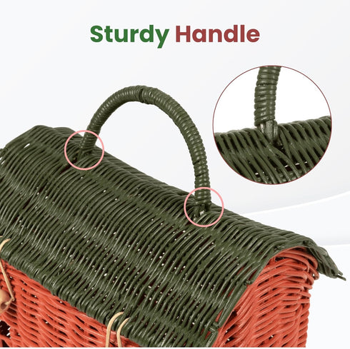 KOLWOVEN Rattan Storage Basket with Lid - Mouse in a Box - Small Doll House - Decorative Hand Woven Shelf Organizer