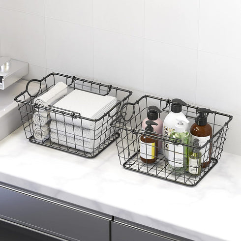 Simple Houseware 2 Pack Stackable Single Wire Basket (11.5 x 15 x 7.5 in) for Organizing Storage Solutions