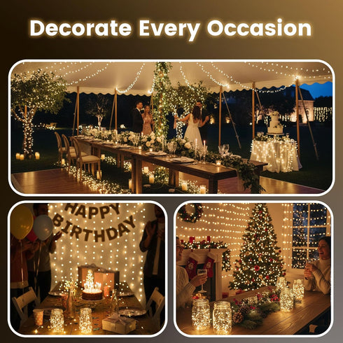 15 Pack 7Ft 20 DomeStar Fairy Lights Battery Operated, LED Waterproof String Lights Wire Firefly Starry Moon Light