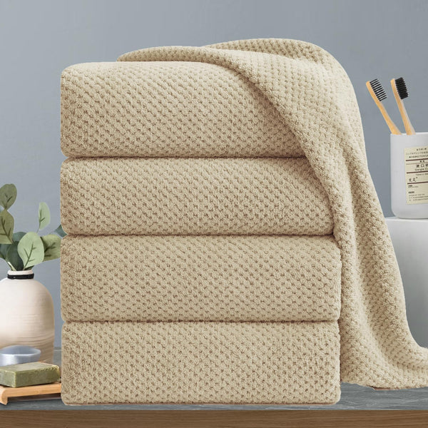 Extra Large Bath Towels Set 35x70 Inches - Beige Luxury 600 GSM