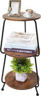 Small Round Side Table- 3 Tier End Table with Storage Shelf, Slim