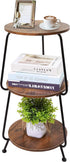 Small Round Side Table- 3 Tier End Table with Storage Shelf, Slim