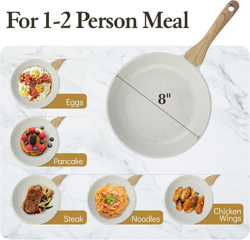 SENSARTE 8-Inch Nonstick Ceramic Frying Pan Skillet, Healthy Non Toxic Egg Pan, Induction Compatible with Heat