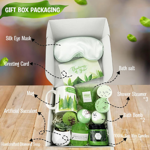 Thinking of You Unique Gifts, 12 Pieces Birthday Gifts Care Package for Women, Relaxing Spa Basket Box Gift Set for Her Mom Sister Best Friends