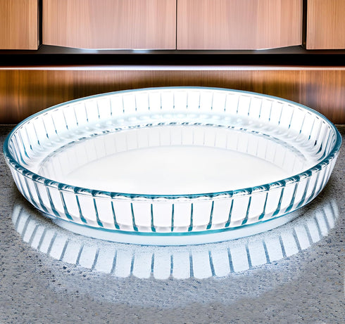 Pie Plate 10.5 Inch, Oven Glass Pie Pan for Baking Pie Crust, Clear Baking Dish with Rippled Edge