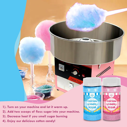Under the Sun Products Package -8.5oz Pack 2 Cotton Candy Floss Sugar of ct-(Pink Vanilla, Blue Raspberry Each Flavor