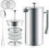 Belwares 34 oz French Press Coffee Maker, Double Insulated Stainless Steel with 2 Extra Screens and Coffee Spoon