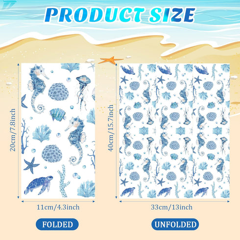 200 2 Summer Geyoga Pcs Guest Napkins Ply Disposable Decorative Guest Towel Napkins Nautical Coastal Paper Hand Towels