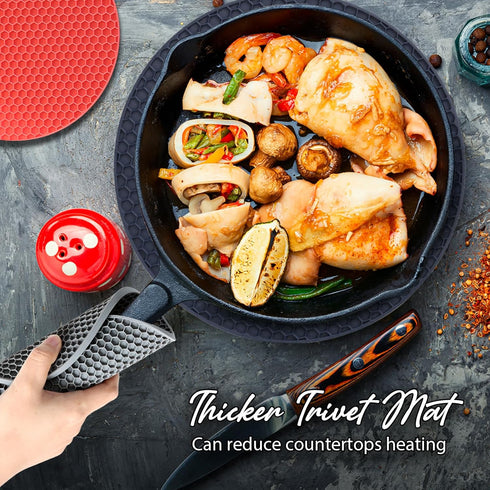 Joyhalo Trivets for Hot Dishes, Silicone Pot Holders for Kitchen Countertops, Flexible and Easy to Wash (Navy)
