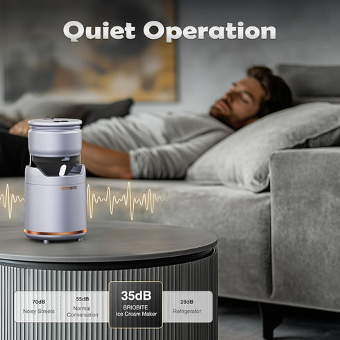1-2 Sorbet,Gelato,Frozen BRIOBITE Ice Cream Maker,Rechargeable Soft Ice Cream Machine with Low Noise,Compact