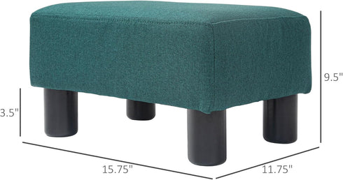 HOMCOM Ottoman Foot Rest, Small Foot Stool with Linen Fabric Upholstery and Plastic Legs, Cube Ottoman for Living Room