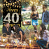 40th Birthday Decorations Door Banner, Black Gold Happy 40th Birthday Sign Poster Decor, 6.1ft x 3ft Fabric Backdrop