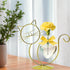LEAHPENG Desktop Glass Planter Vase Holder, Metal Stand Creative Cat Plant Terrarium for