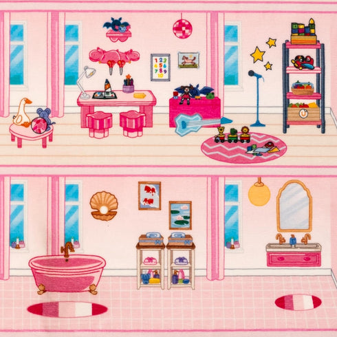 4x6 Rug&Play Ultra Soft Pink Dollhouse Play Rug for Girls Room Washable Non-Slip Area Rugs for Kid Bedroom & Kids