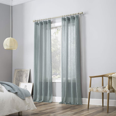 No. 918 Genevieve 2-pack Linen Weave Sheer Grommet Curtain Panel Pair | 50" x 63", Harbor