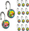 Sunlit Luxury Design Glitter Round Colorful Diamond Crystal Gem Bling Shower Curtain Hooks - Rust Proof Metal