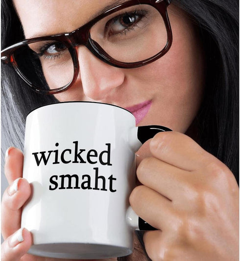 3dRose Wicked Smaht Black - Two Tone Black Mug, 11oz