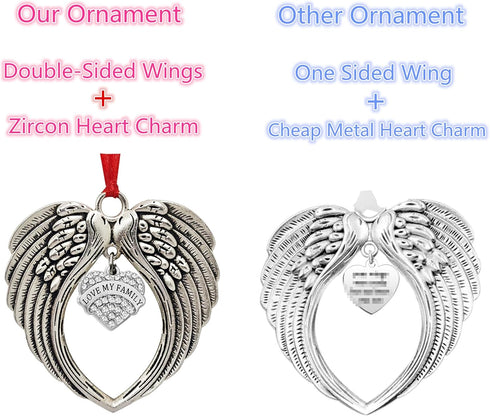 JUPPE Sympathy Gifts, Memorial Gifts for Loss of Loved One, Angel Wings Christmas Tree Ornament, Half of My Heart is in