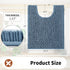 Yimobra Luxury Shaggy U-Shaped Contour Toilet Bath Mat, 24.4 x 20.4 Inches, Denim Blue, Soft, Non-Slip, Machine-Washable