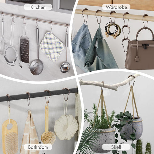 Amazer Decorative Bronze Shower Curtain Hooks - Stainless Steel Rust-Resistant - Set of 12 for Curtains