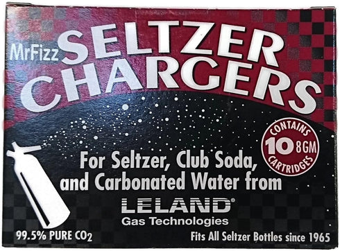 MrFizz 8g CO2 50PK 1 (LS-50) Sod, Leland Mr Fizz Seltzer Charger Compatible with All Liter/Quart Soda Siphons, Silver