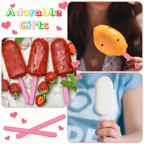 30 Pieces Acrylic Reusable Cakesicle Sticks - Ice Cream Cakesicle Mold for Home Cake Candy Gifts, Pink, 4.6 Inches