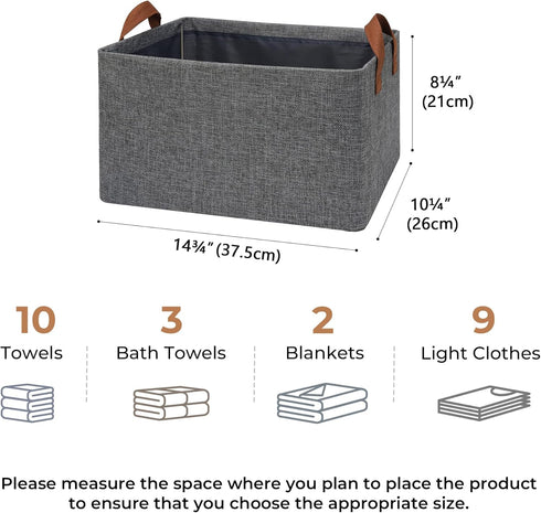 GRANNY SAYS Closet Storage Bins, Large Dark Gray Organizer Storage Baskets, 4-Pack for Bookshelf