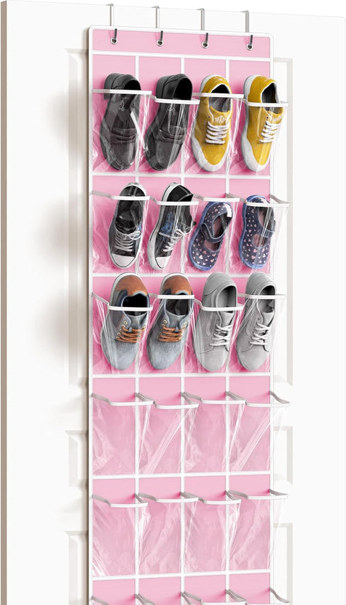 Simple Houseware 24 Pockets - Crystal Clear Over The Door Hanging Shoe