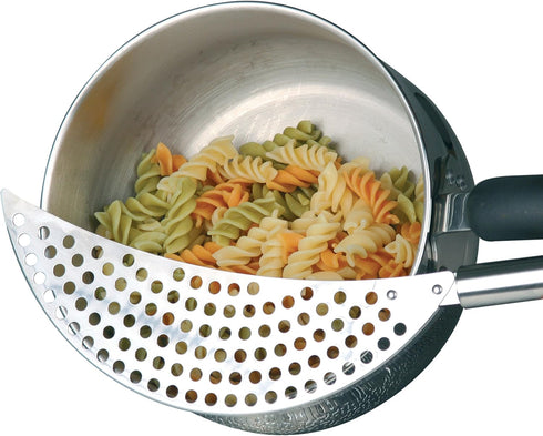 KitchenCraft Stainless Steel Half-Moon Pan Strainer, Silver