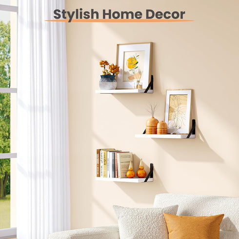 15.7 Inches upsimples Floating Book Shelves for Wall, Wood Shelves for Living Room, Bathroom, Bedroom, Kitchen Storage