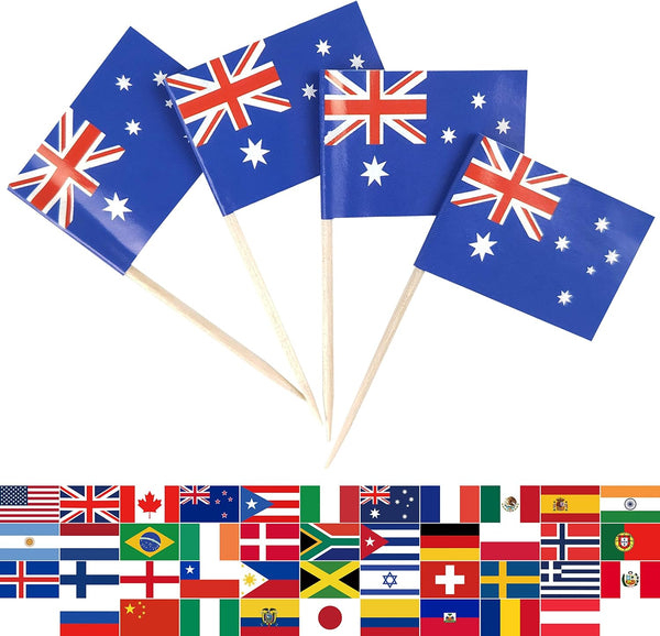 JBCD Australia Toothpick Flag, Australian Mini Small Cupcake Topper Flags, 100pcs