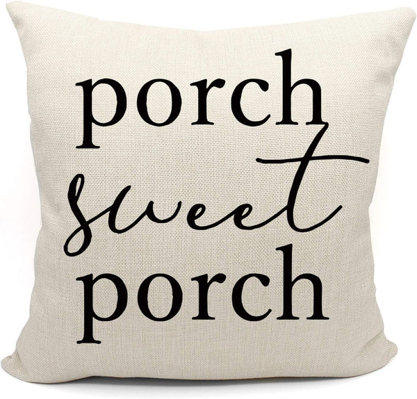 Mancheng-zi Porch Throw Pillows, 18x18 Farmhouse Porch Decor, Outdoor Pillow Covers, White
