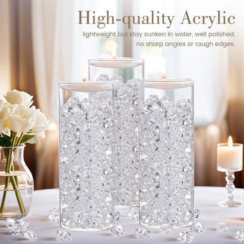DomeStar Fake Ice, 150PCS Plastic Diamonds, Acrylic Rocks for Wedding Party Table Scatter