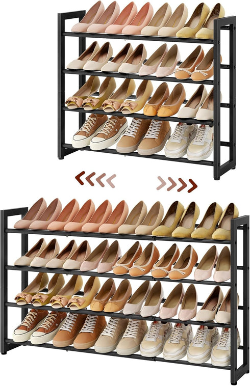 FAVOOSTY 4-Tier Expandable Shoe Rack, Adjustable Shoe Shelf Storage Organizer Space Saving