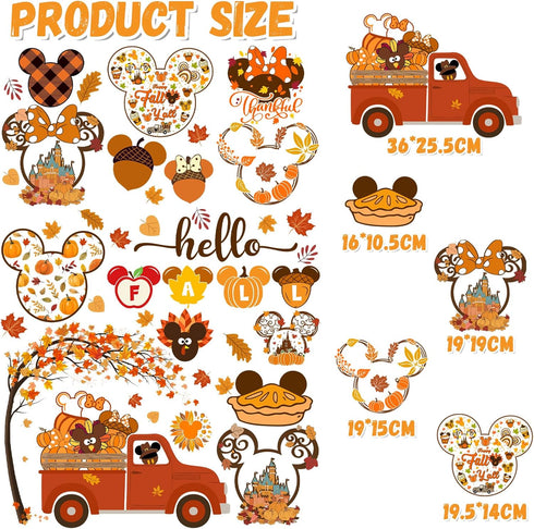 Fall Window Clings, 9 Sheets Mouse Themed Stickers for Glass Windows, Thanksgiving Decorations