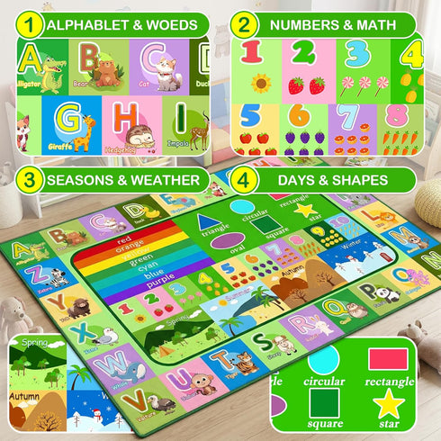 3x5ft Kids Educational Rug, Non-Slip Machine Washable ABC Alphabet Mat & Learning Carpet for Playroom Bedroom, Nursery
