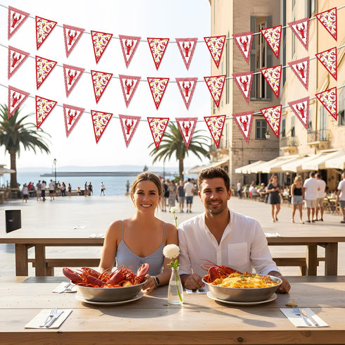 5PCS Summer Gameza Crawfish Boil Party Decorations, Crawfish Pre Strung Pennant Banners Table Birthday Decoration